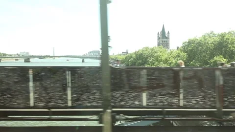 View from a moving train, cologne, north rhine westphalia, germany, europe Video stock 201658352