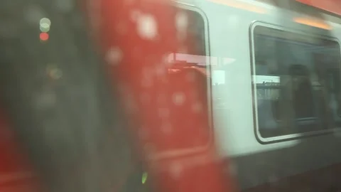 View from a moving train, cologne, north rhine westphalia, germany, europe Stock Footage 201658353