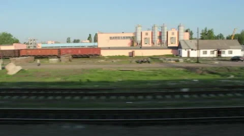 View from a moving train, the freight on the railway Stock Footage 11120254