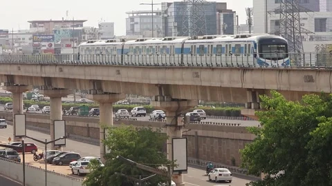 View of moving train of Rapid Metro. Stock Footage 285347960