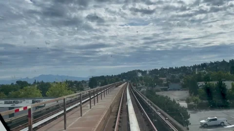 View by the moving train to Surrey Video stock 246996462