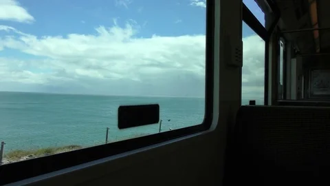 View from moving train window Stock Footage 72735943