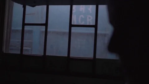 View from a moving train window - passing carriages Stock Footage 114660086