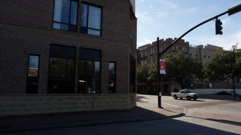 View from moving vehicle crossing an intersection Stock Footage 89709354