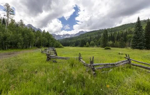View of Mt Sneffels range in summer time near Ridgeway, Colorado Stock Photos