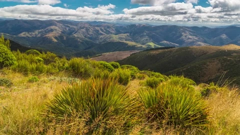 View from Mt. Thomas on the Okuku Range,4k,timelapse Stock Footage 229801675