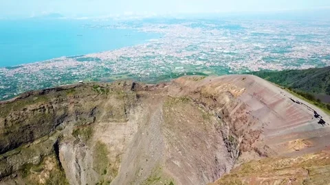 View of Mt Vesuvius from above Video stock 258947499