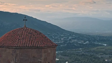 View Of Mtskheta From Jvari Monastery, Georgia Video stock 88694078