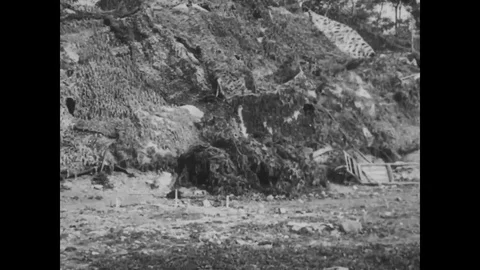 View of the muddy condition of the road from Samogneux to front line - 1918 Stock Footage 98960133