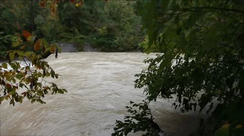 View of a muddy river running Stock Footage 27735712