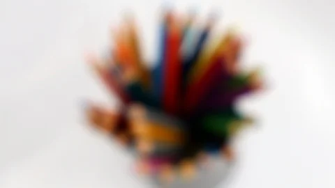 View on multi colored pencils. Bright colored pencils for drawing.  Stock Footage 124632950