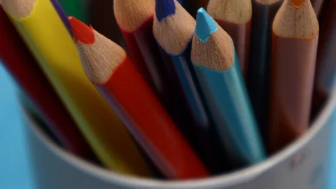 View on multi colored pencils. Close-up view on bright colored pencils Video stock 122127665