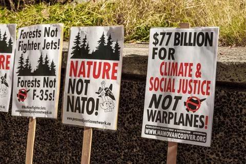 A view of multiple signs as part of Global Climate Strike Stock Photos