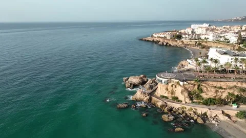 View of the municipality of Nerja in the coast area of the Balcony of Europe Stock Footage 295190208