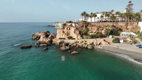 View of the municipality of Nerja in the coast area of the Balcony of Europe Stock Footage 295190285