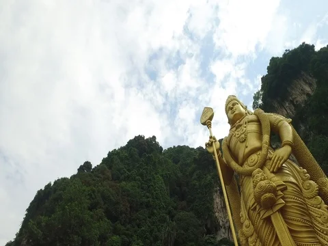 View of Murugan Statue in Batu Caves, Kuala Lumpur. Stock Footage 74536486