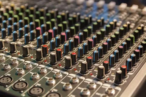 View of music control panel in a studio Stock Photos