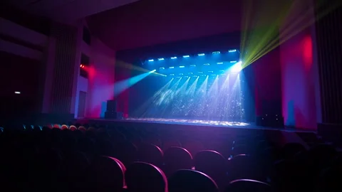 View of the music hall stage from an empty auditorium. Stock-Footage 146349398