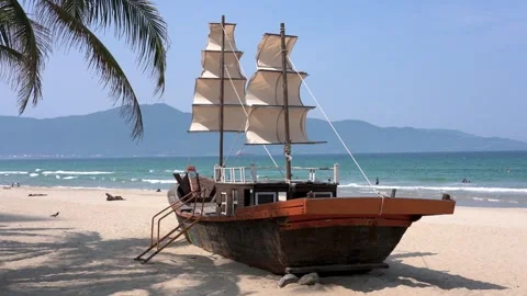 View of My Khe Beach in Da Nang, Vietnam Stock Footage 319973150