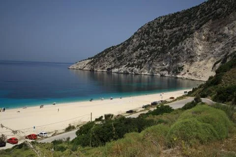 View of myrtos beach Stock Photos