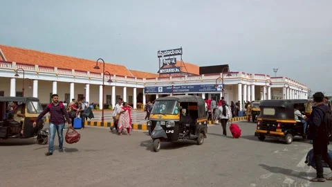 View of Mysore railway station. Stock Footage 130963385