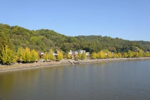View of nakdong river in andong city Stock Photos