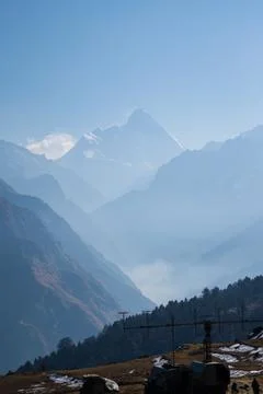 View of nanda devi peak on a bright sunny day Stock Photos