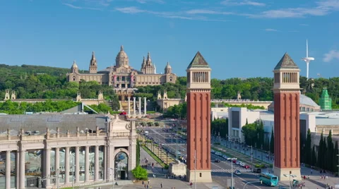 View on The National Art Museum of Catalonia timelapse in Barcelona Stock Footage 59174052