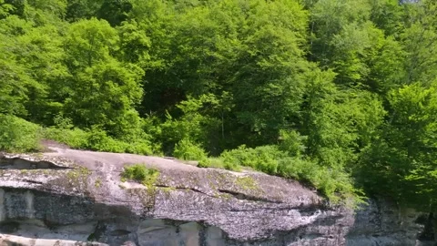 View of Natural Stone Bridge in Mountain Landscape, Dagestan, Caucasus Stock Footage 325911883