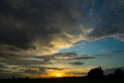 The view of nature sunset Stock Photos
