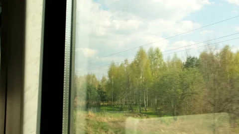 View of the nature through the train window Stock Footage 194787421