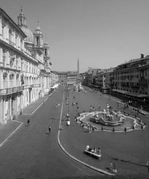 View Navona square from a window 库存照片
