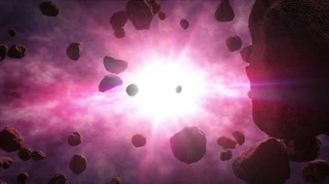View of a Nebula and astroids.  Stock Footage 56185376