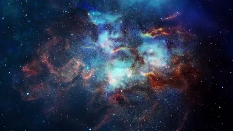 View of nebulae  that move and float in the dark universe Stock Footage 205246631
