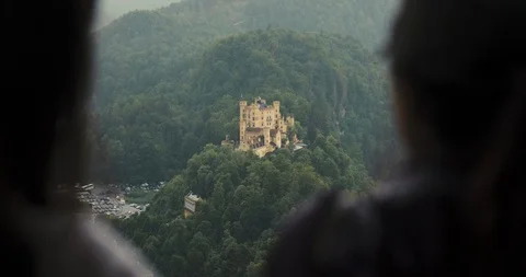 View of Neuschwanstein Castle and Surrounding Forested Landscape Stock Footage 121547733
