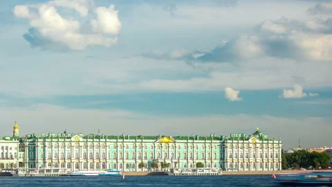 View on the Neva river and Winter Palace. Stock Footage 98295688