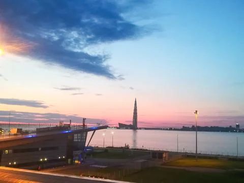 View to the Neva River  the main river in St Petersburg Stock Photos
