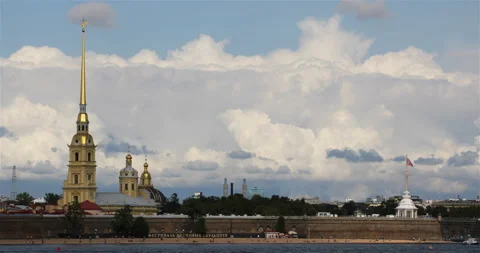 View from the Neva River to the Peter and Paul Fortress Russia, Stock Footage 101617609