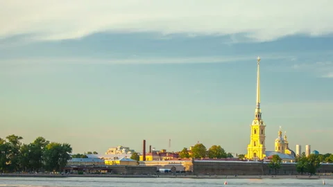 View on the Neva river Saints Peter and Paul Cathedral. Stock Footage 98417170