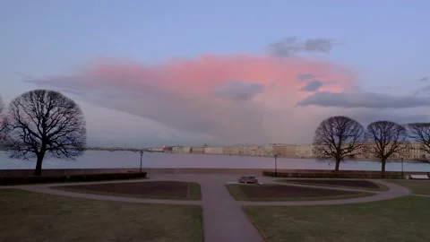 View of the Neva river through the square. Stock Footage 154527526