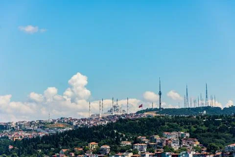 The view to the new and largest mosque in Turkey Stock Photos