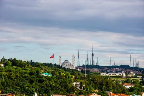 The view to the new and largest mosque in Turkey Stock Photos