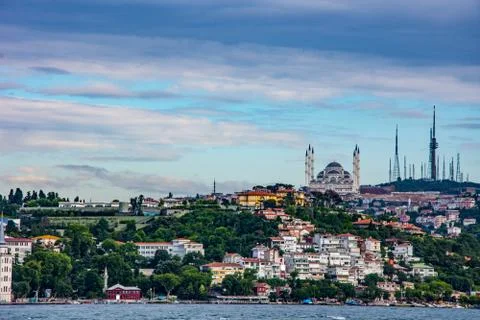 The view to the new and largest mosque in Turkey Stock Photos