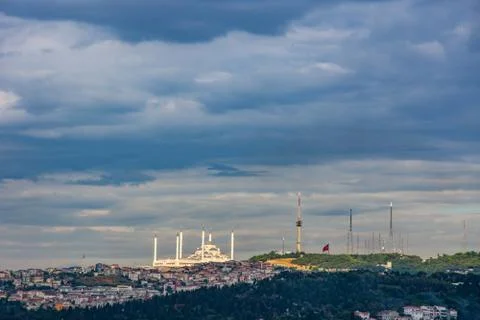 The view to the new and largest mosque in Turkey Stock Photos
