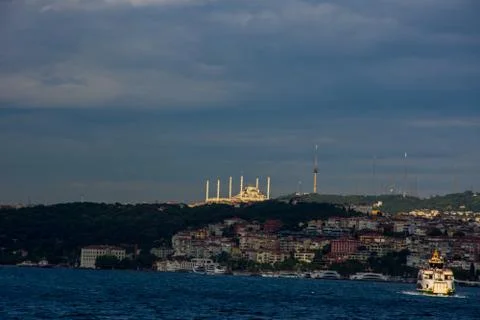 The view to the new and largest mosque in Turkey Stock Photos