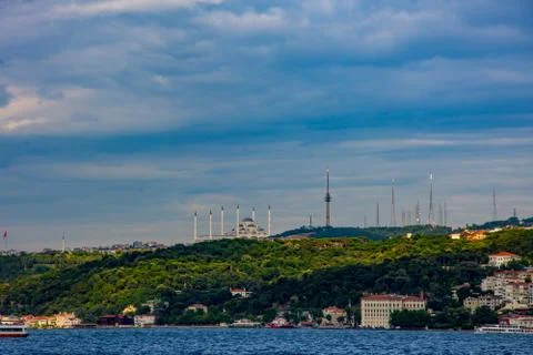 The view to the new and largest mosque in Turkey Stock Photos