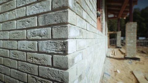 The view of new brick wall Stock Footage 58264095