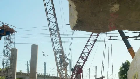 View of new bridge construction in Moscow. Stock Footage 135739737