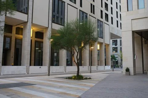 The view of the new district with minimalistic architecture of Doha Foto stock
