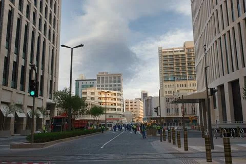The view of the new district with minimalistic architecture of Doha Stock Photos